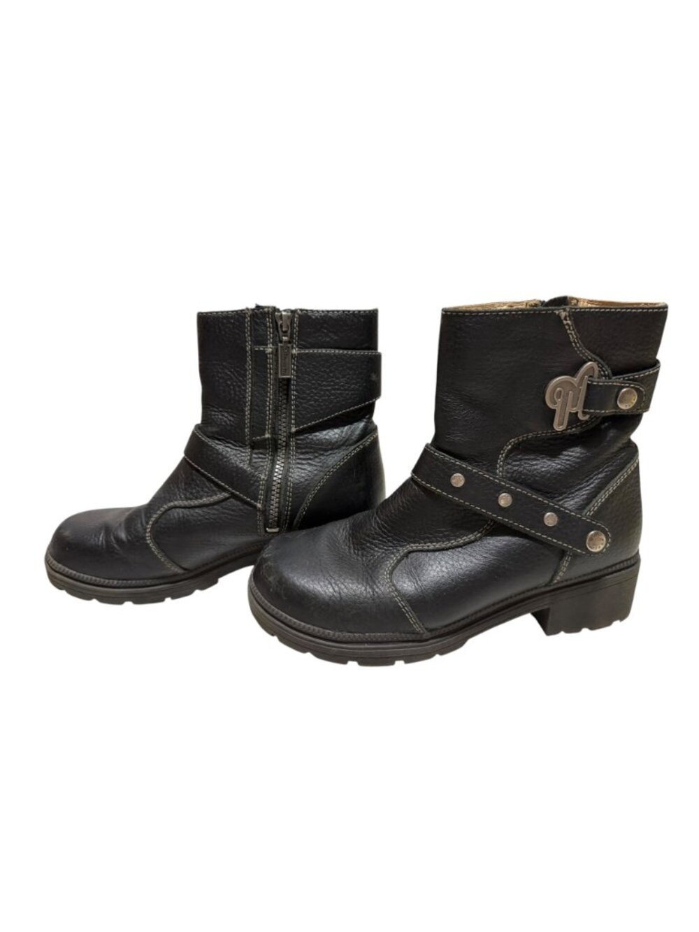 Milwaukee Motorcycle Clothing Co Womens Black Leather Ankle Boots Size 9B MVB237 - Picture 3 of 11